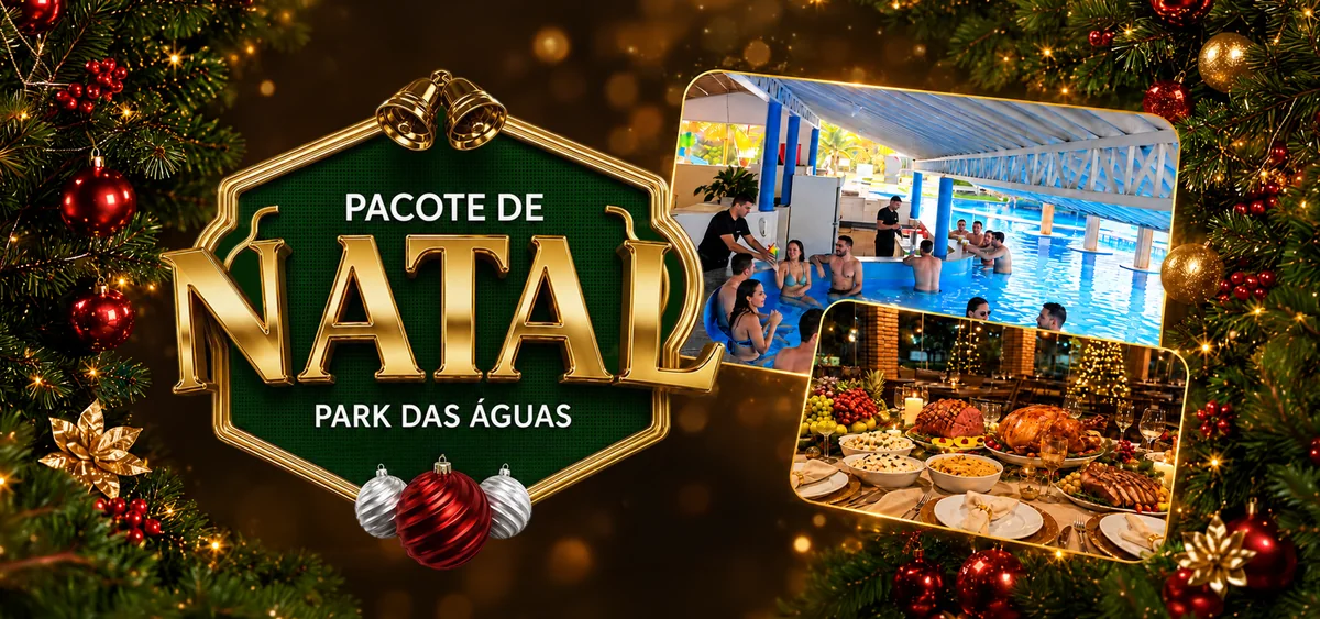 Pacote de Natal no Park das Águas: piscina com bar molhado e ceia de Natal